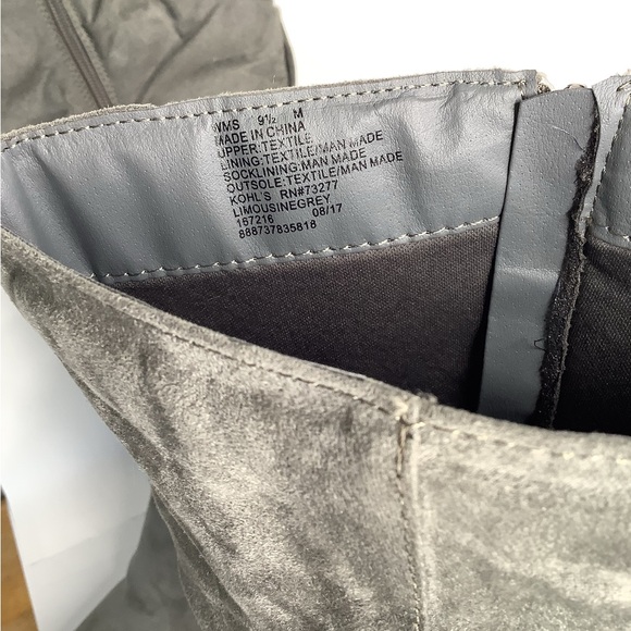 Kohl’s SO Below Knee, Gray Wedge Heeled Boots with Silver Buckle Detail … - Picture 6 of 9